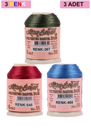 3 Pieces Altinbasak Oya and Lace Floss 20 gr - Turk - No: 646 - 466 - 367