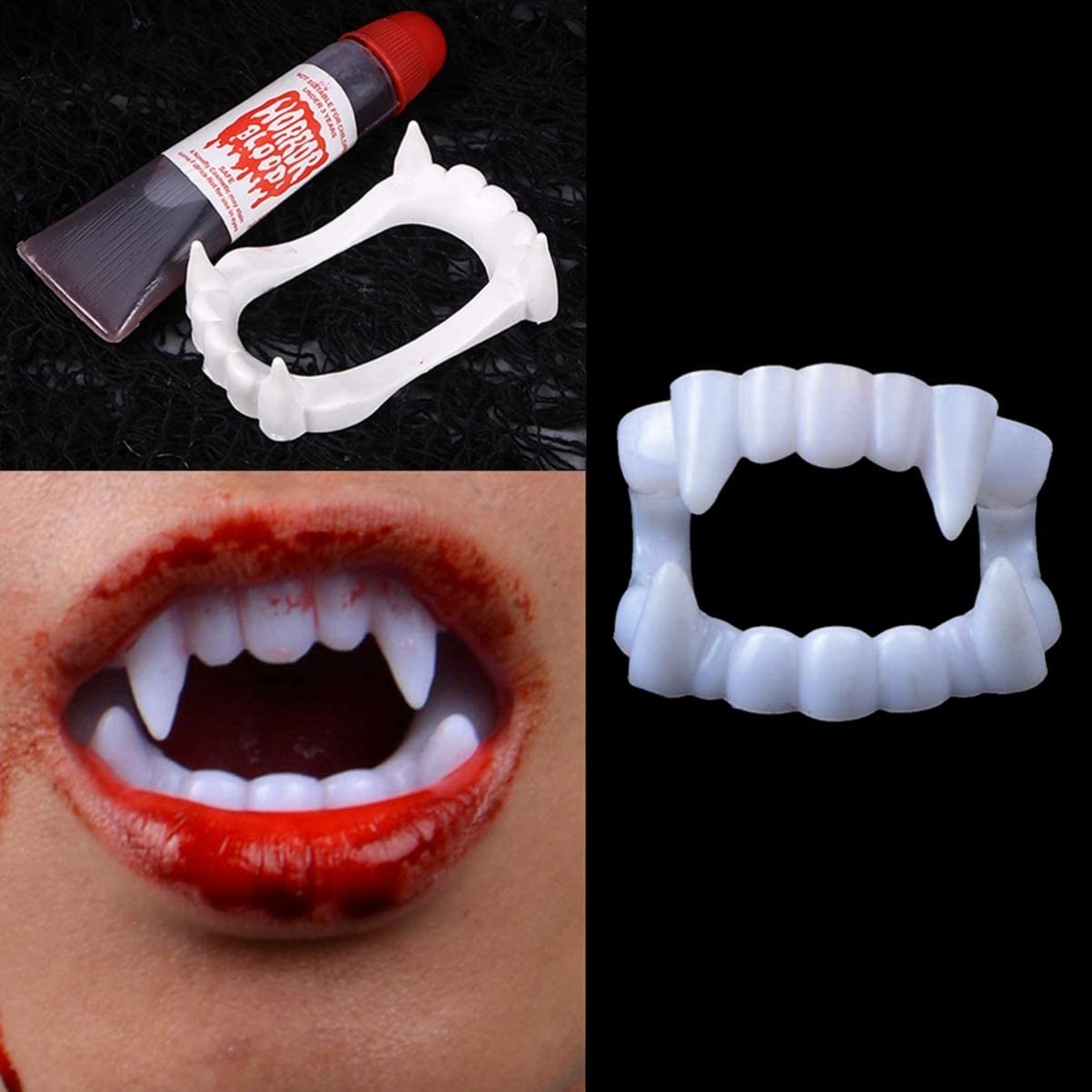 White Color Vampire Fang and Artificial Blood Set