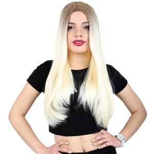 Kanekalon Fiber Synthetic Long Straight Toupee / Light Wig / Platinum Ombré