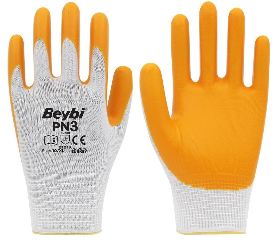 Beybi PN3 Nitrile Yellow Work Gloves No:9