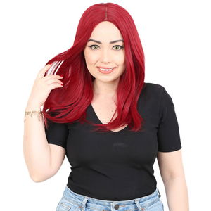 Kanekalon Fiber Synthetic Medium Straight Wig without bangs / Red