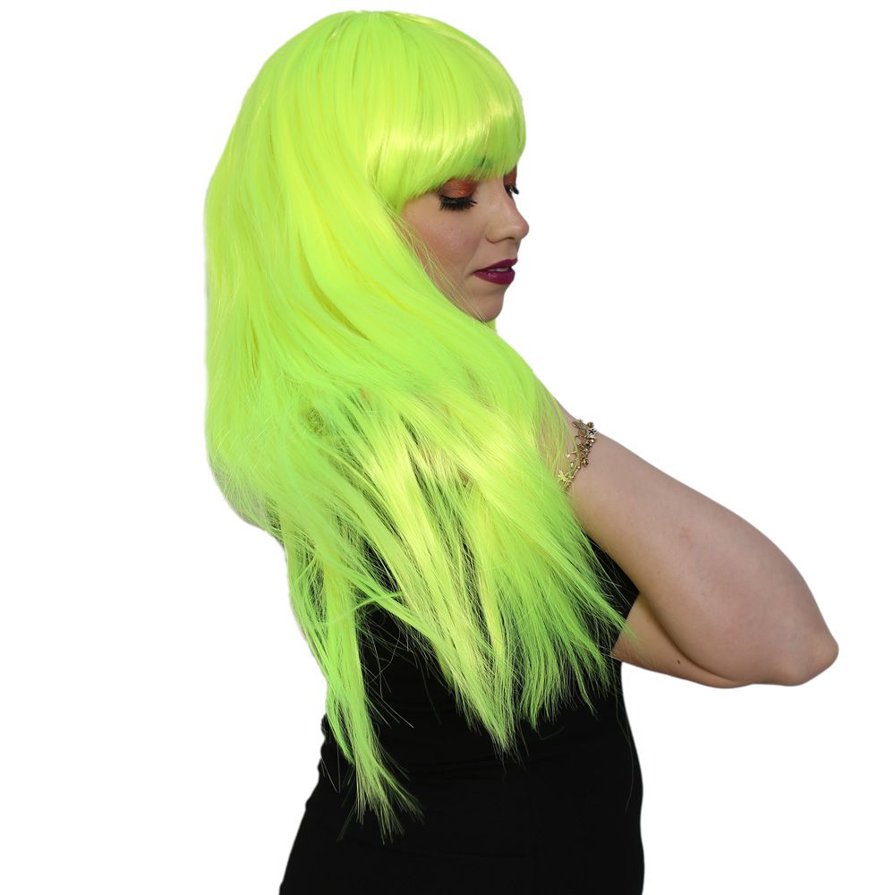 Kanekalon Fiber Synthetic Wig with Long Bangs / Neon Yellow