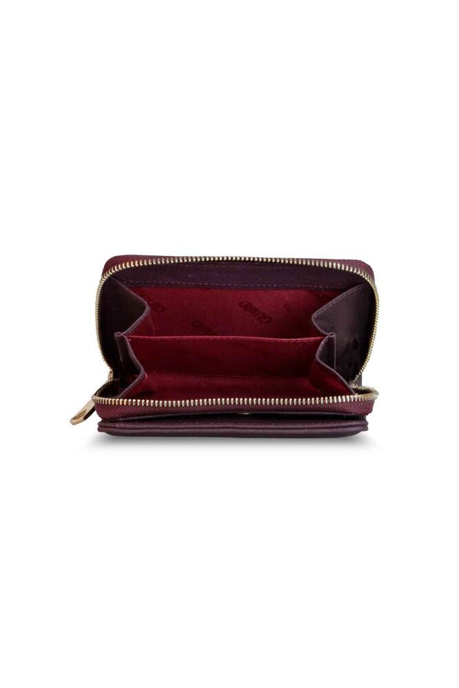 Burgundy Genuine Leather Women's Wallet with Coin Holder