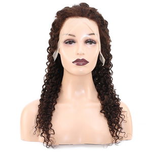 Afro Wave Front Lace Real Hair Tulle Wig / Dark Brown / 60/65cm