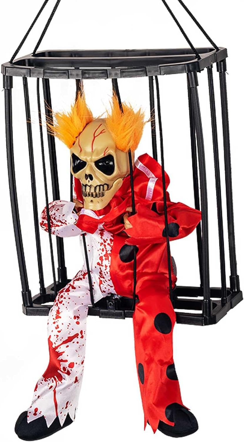 Prisoner Joker Skeleton Decoration with Movable Sound Sensor 22x27 cm