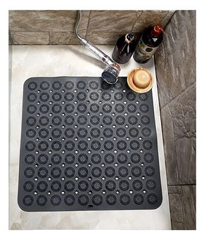 Square Suction Cup Bathroom Non-Slip Mat- Serrated Foot Shower Mat Silicone Massage Pad