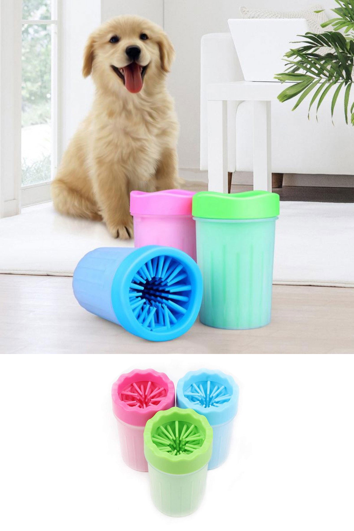 Paws Foot Wash Bucket Silicone Gel Brush Cat Dog (Small)