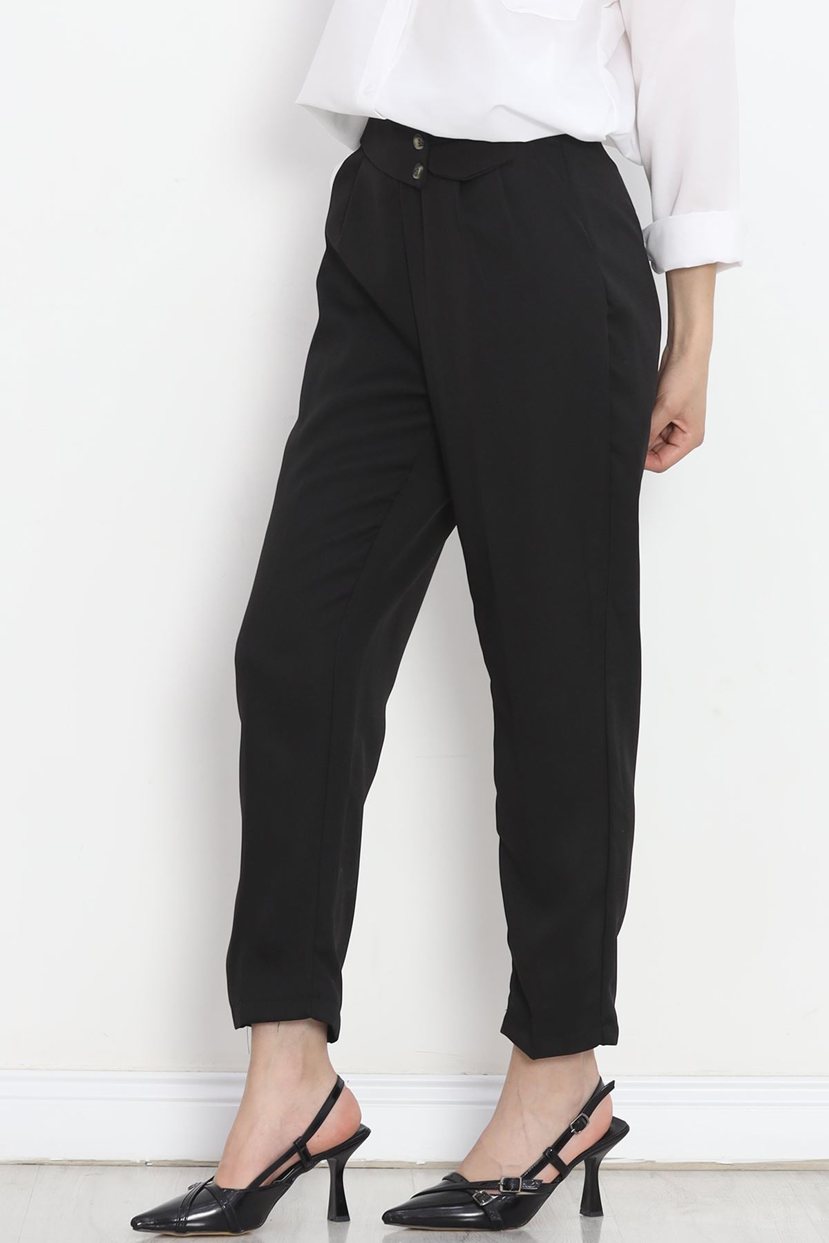 Buttoned Pocket Pants Black