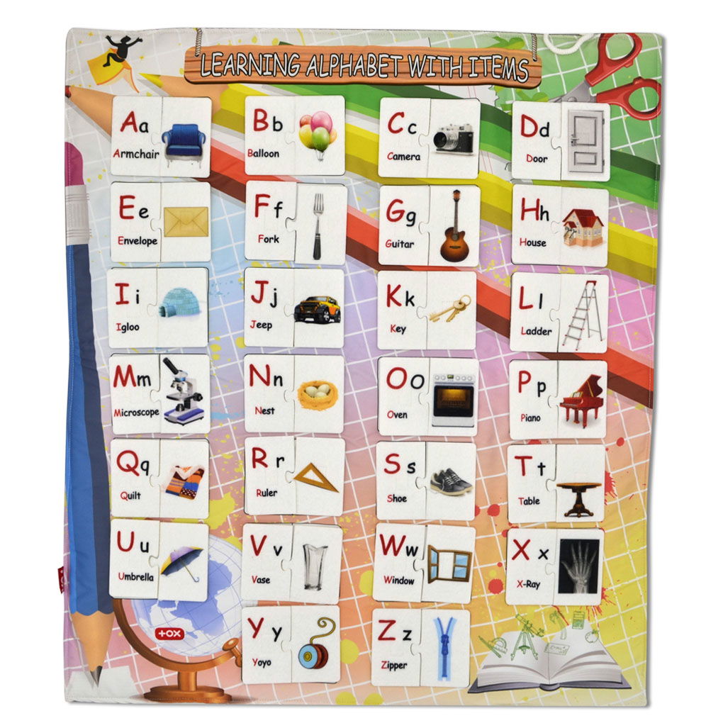 English Alphabet Part-Whole Objects Matching Felt Velcro Wall Board , Educational Toy