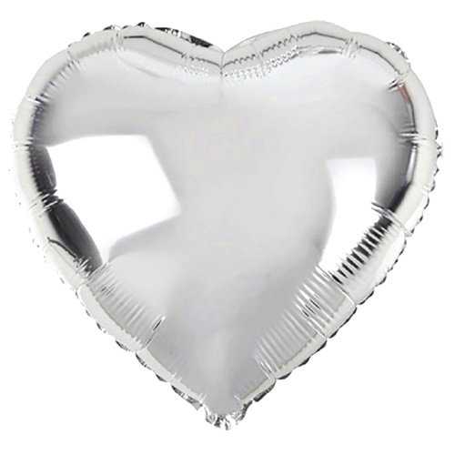 Heart Shaped Silver Color Foil Balloon 45 cm 5 Pieces