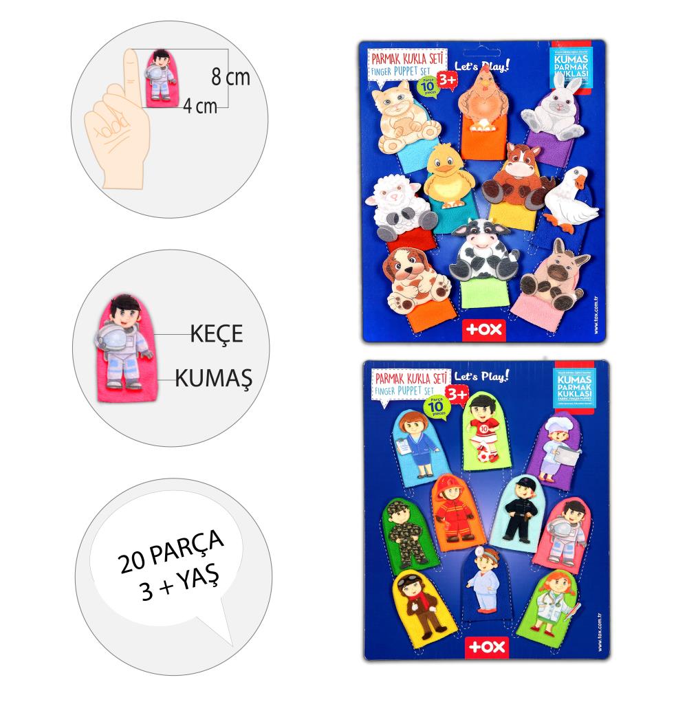 2 Sets - 20 Pieces Pets and Professions Finger Puppet