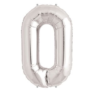 0 Digit Foil Balloon Silver 40 inch