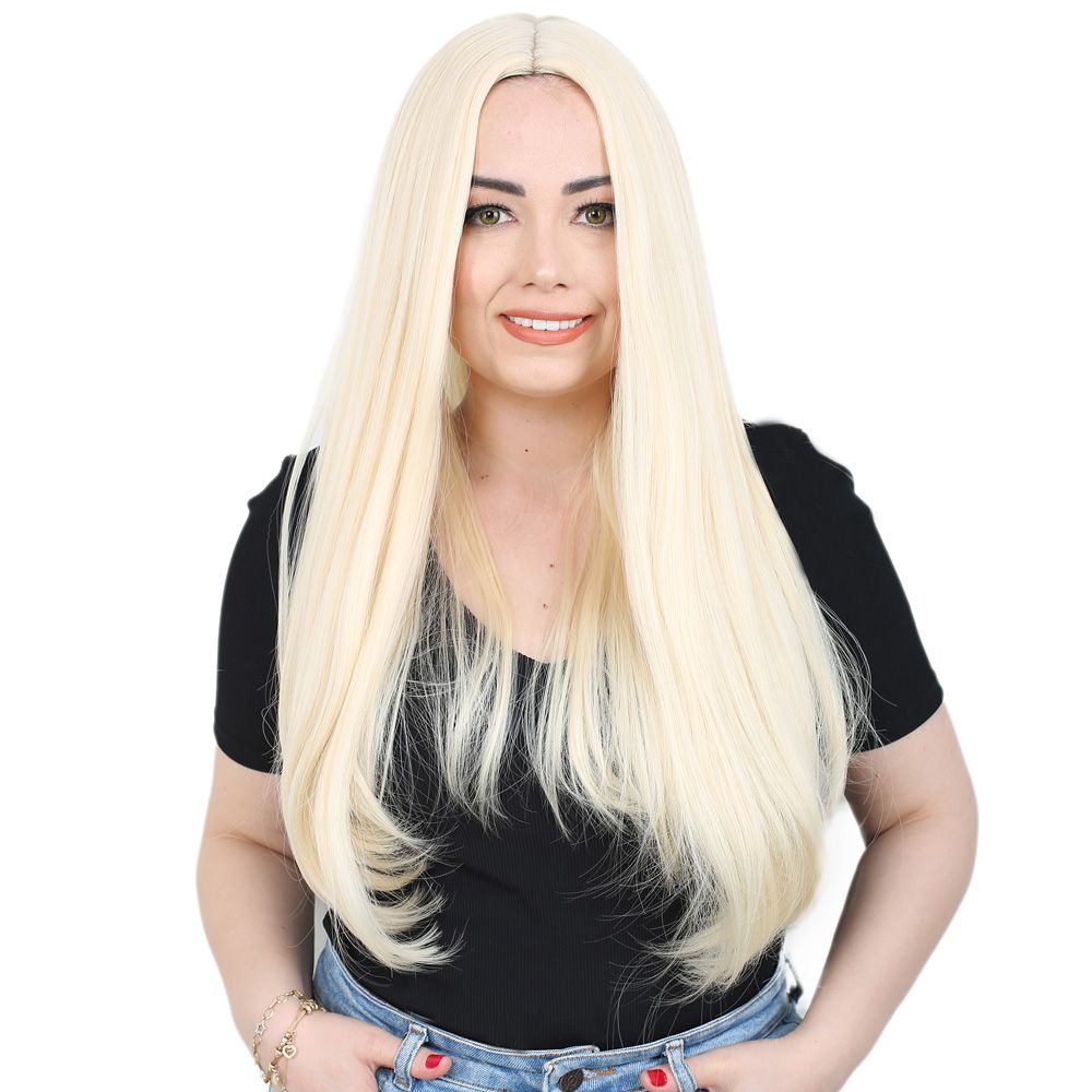 Kanekalon Fiber Synthetic Long Straight Wig / Platinum