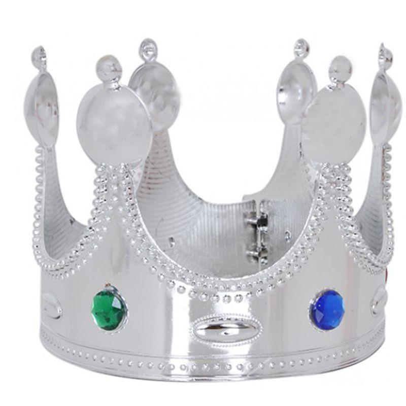 Plastic King Crown Silver Color Adult 55 cm