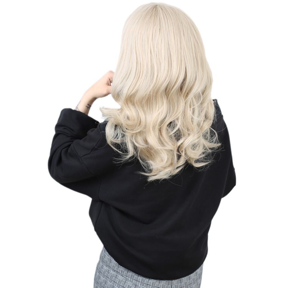 Medium Length Kanekalon Fiber Synthetic Wig with Wavy Special Bangs / Balköpö / Platinum Highlights