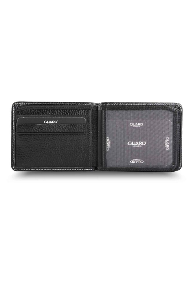 Black Leather Men's Wallet with Stitching Detail