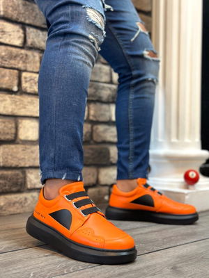 Boa Thick Sole Unlaced Style Casual Orange Men's Shoes