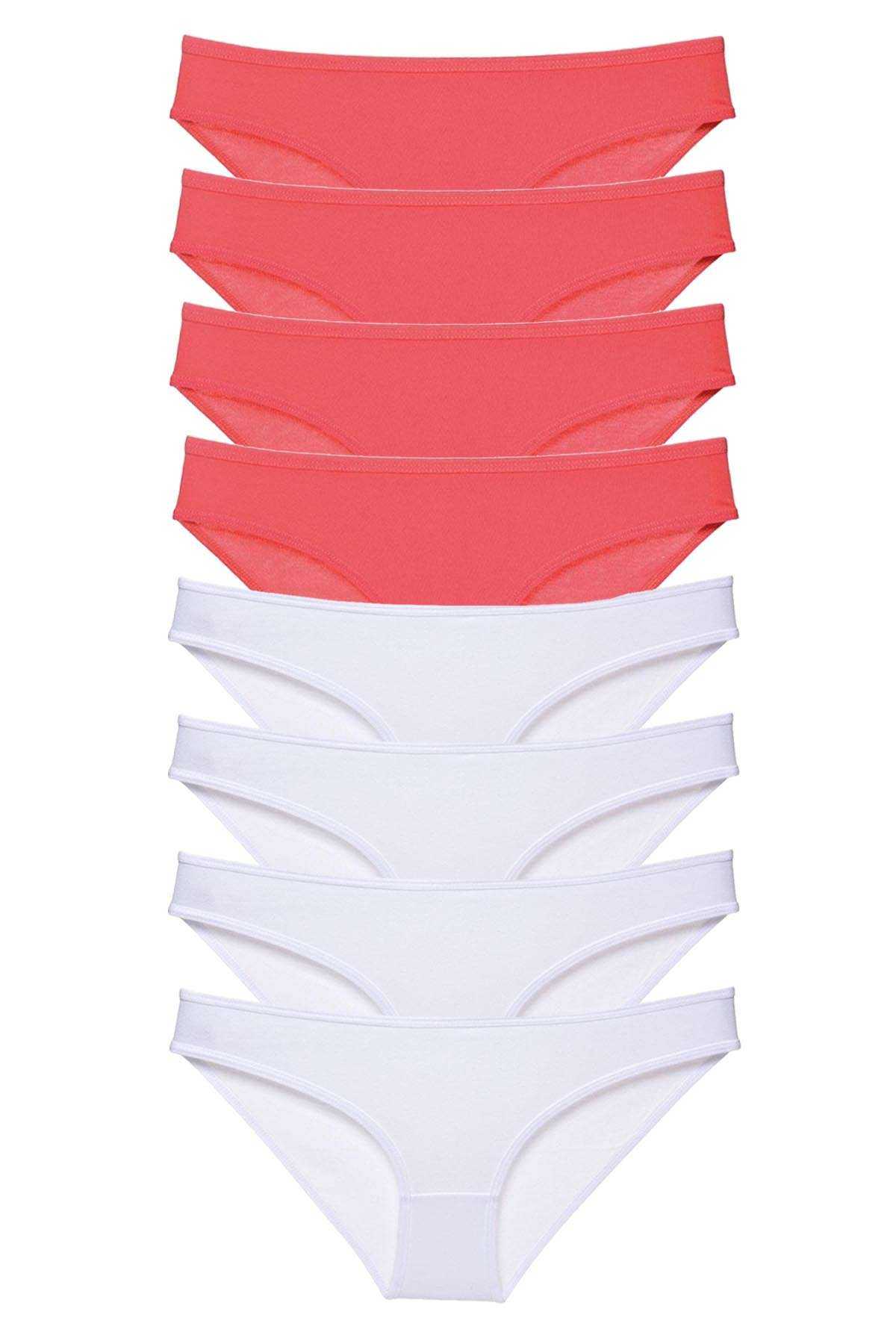 8pcs Eco Set Lycra Women Slip Panties Fuchsia White