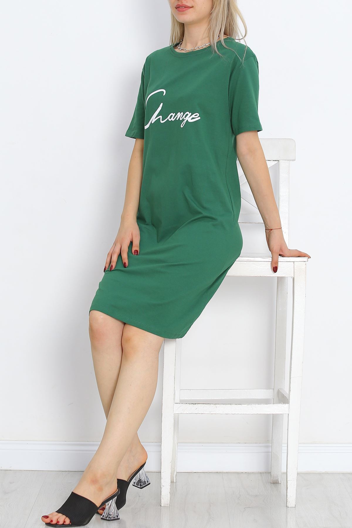 Printed Suprem Dress Emerald