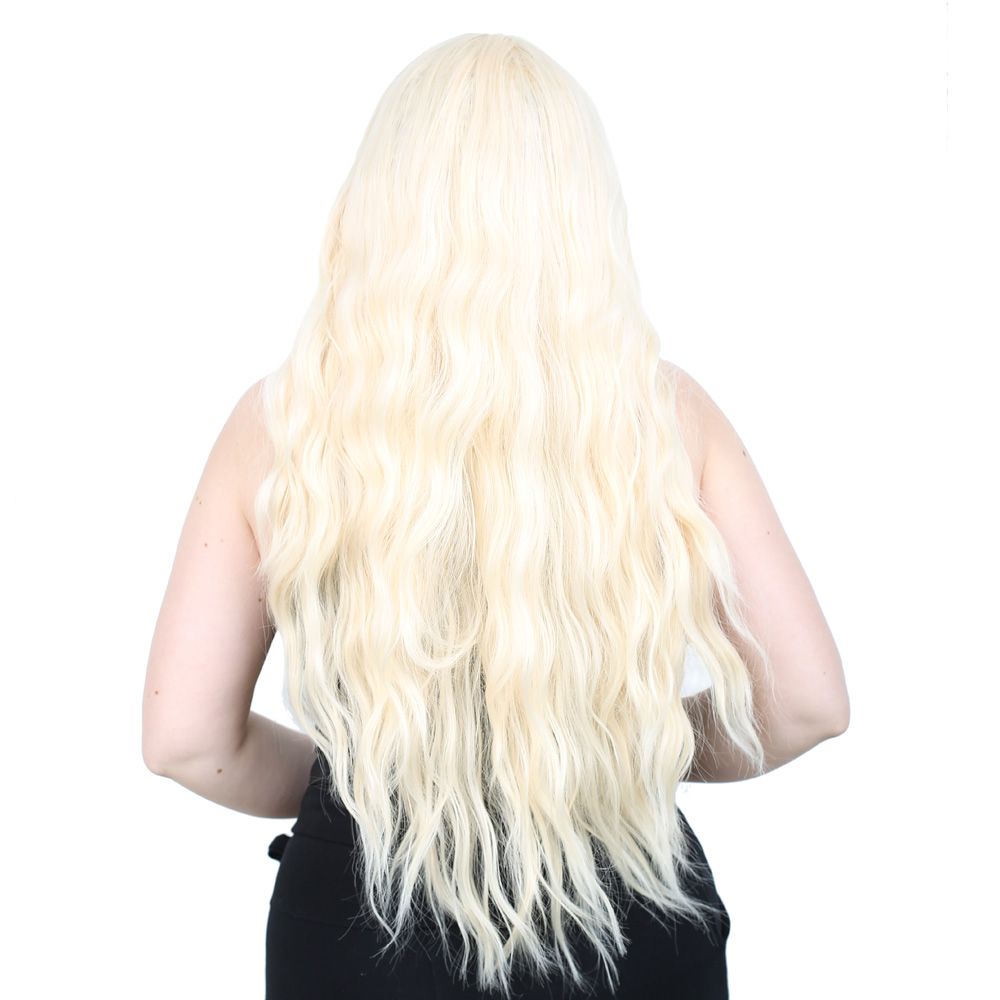 Kanekalon Fiber Synthetic Long Water Wavy Look Wig / Platinum