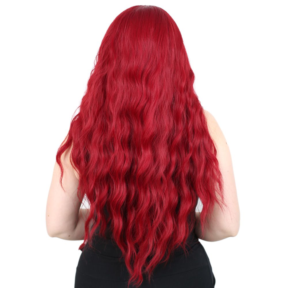 Kanekalon Fiber Synthetic Wig with Long Bangs with Water Wavy Look / Red