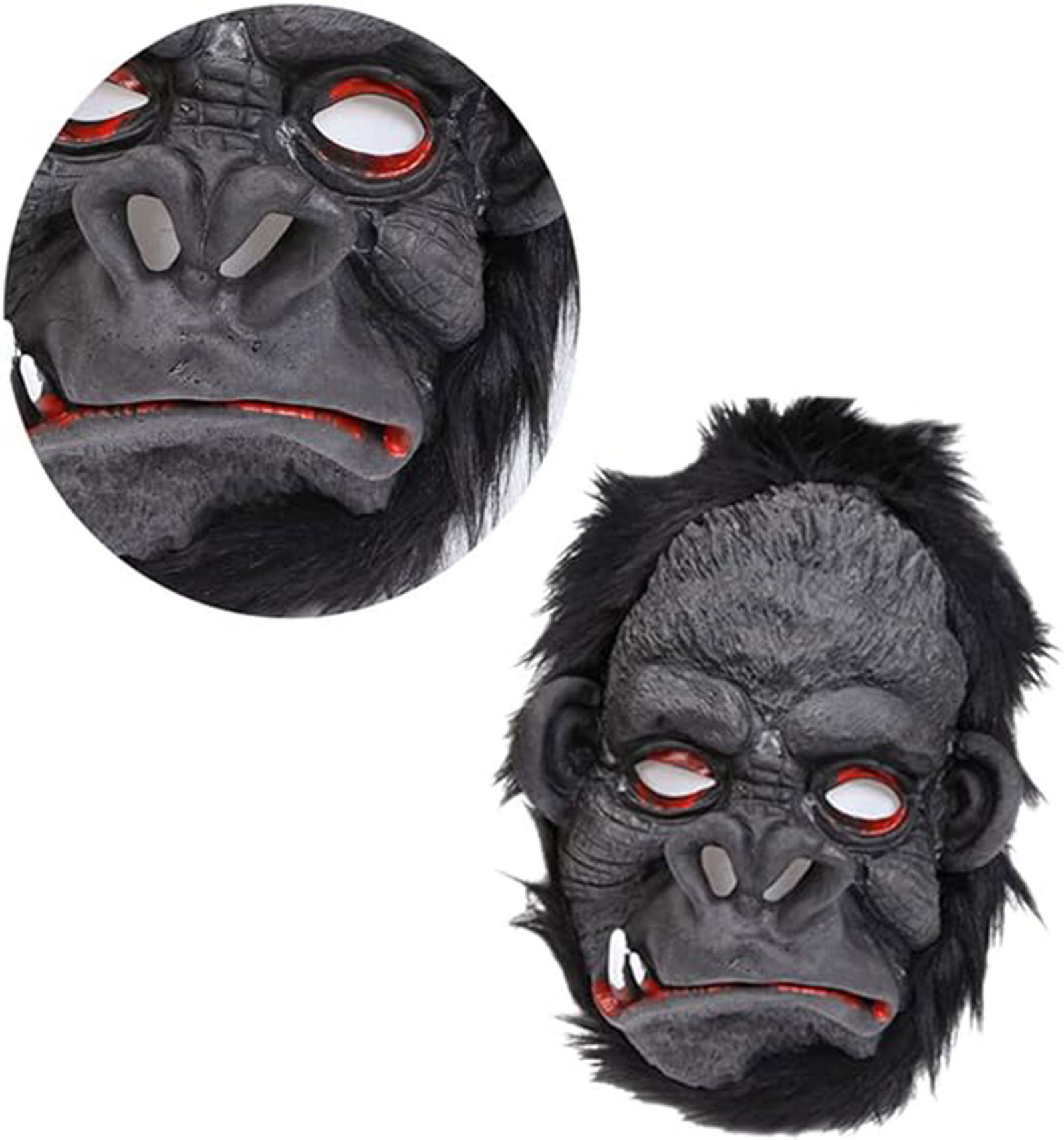 Latex Gorilla Mask Monkey Mask Meat Mask Orangutan Black Hair No 4