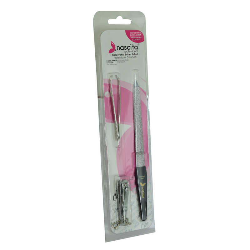 Tweezers Long File Nail Clippers 3-Piece Professional Grooming Set