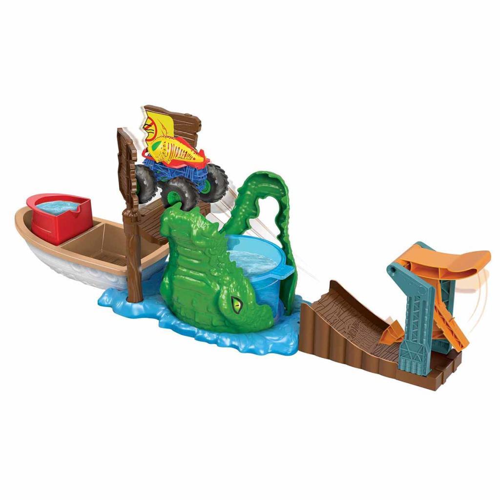 Track Monster Trucks Crocodile Escape Color Changing Play Set