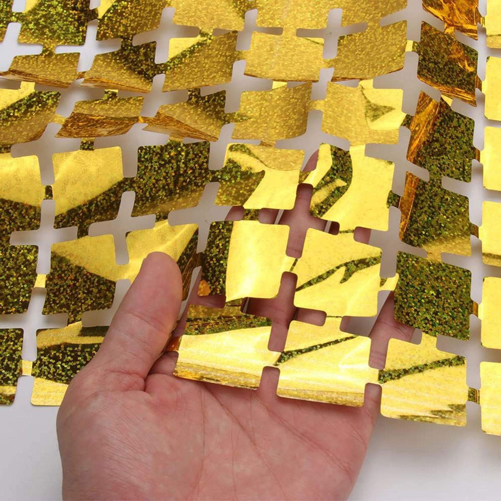 Extra Metallized Gold Color Disco Rectangle Cut Door Curtain Decoration 1x2 Meter