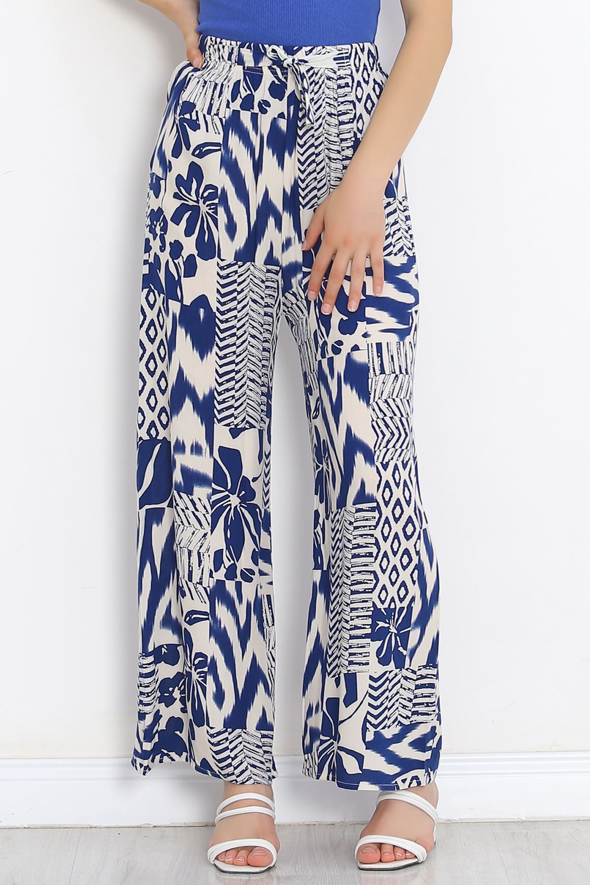 Patterned Woven Trousers Indigocryk