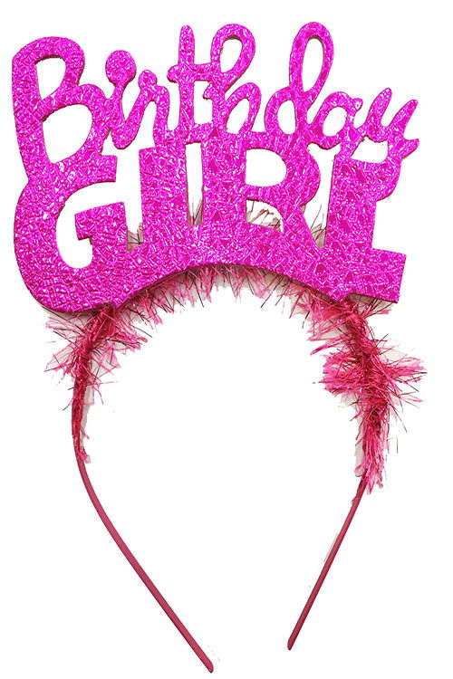 Fuchsia Color Party Girl Birthday Crown with Birthday Girl Lettering