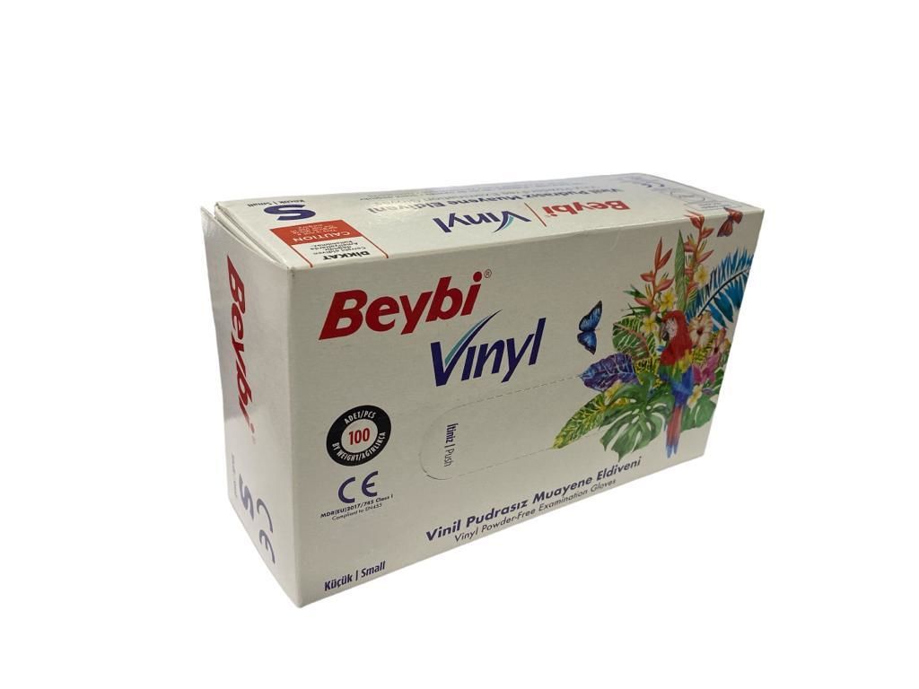 Beybi Vinyl S Vinyl Powder Free Examination Gloves Box of 100