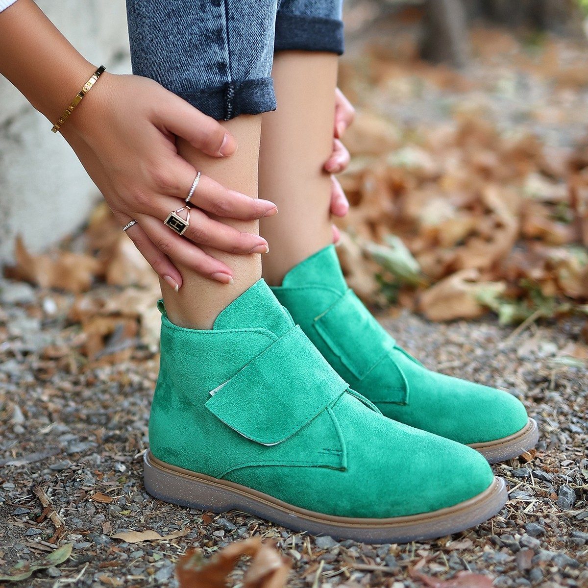 Green Suede Boots