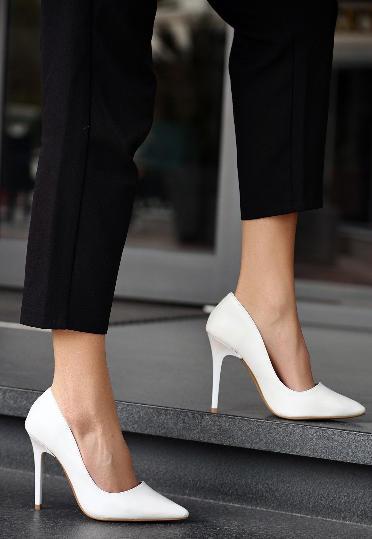 White Skin Stiletto Shoes