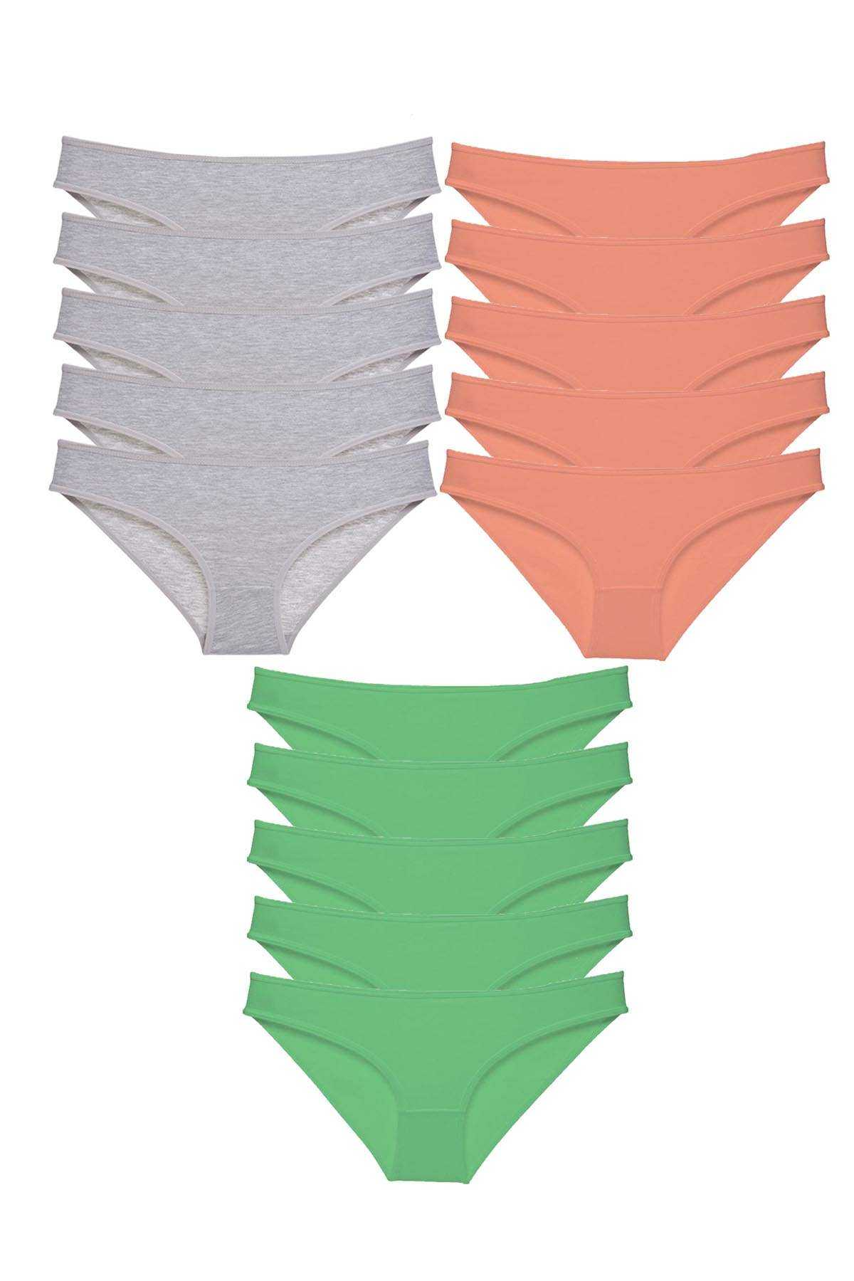 15pcs Super Eco Set Lycra Women Slip Panties Gray Powder Green