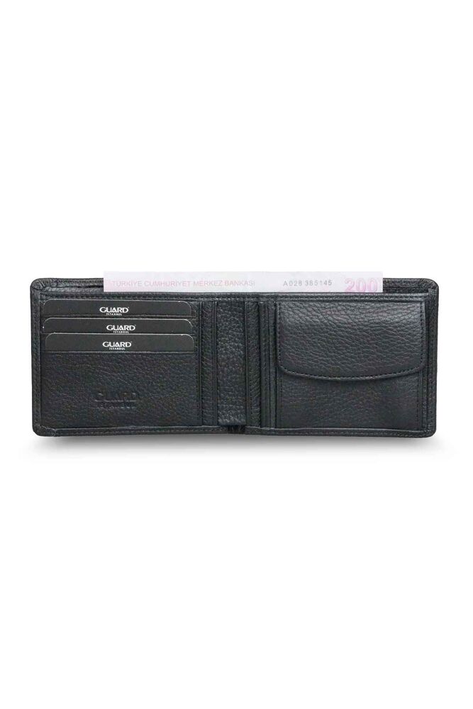 Black Genuine Leather Men's Wallet with Hidden Card Compartment