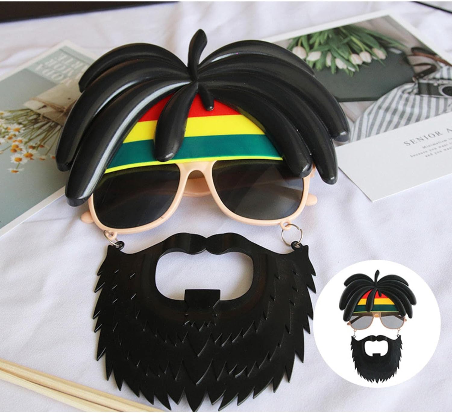 Rasta Wig Rasta Bearded Bob Marley Mustache Party Glasses 27x18 cm