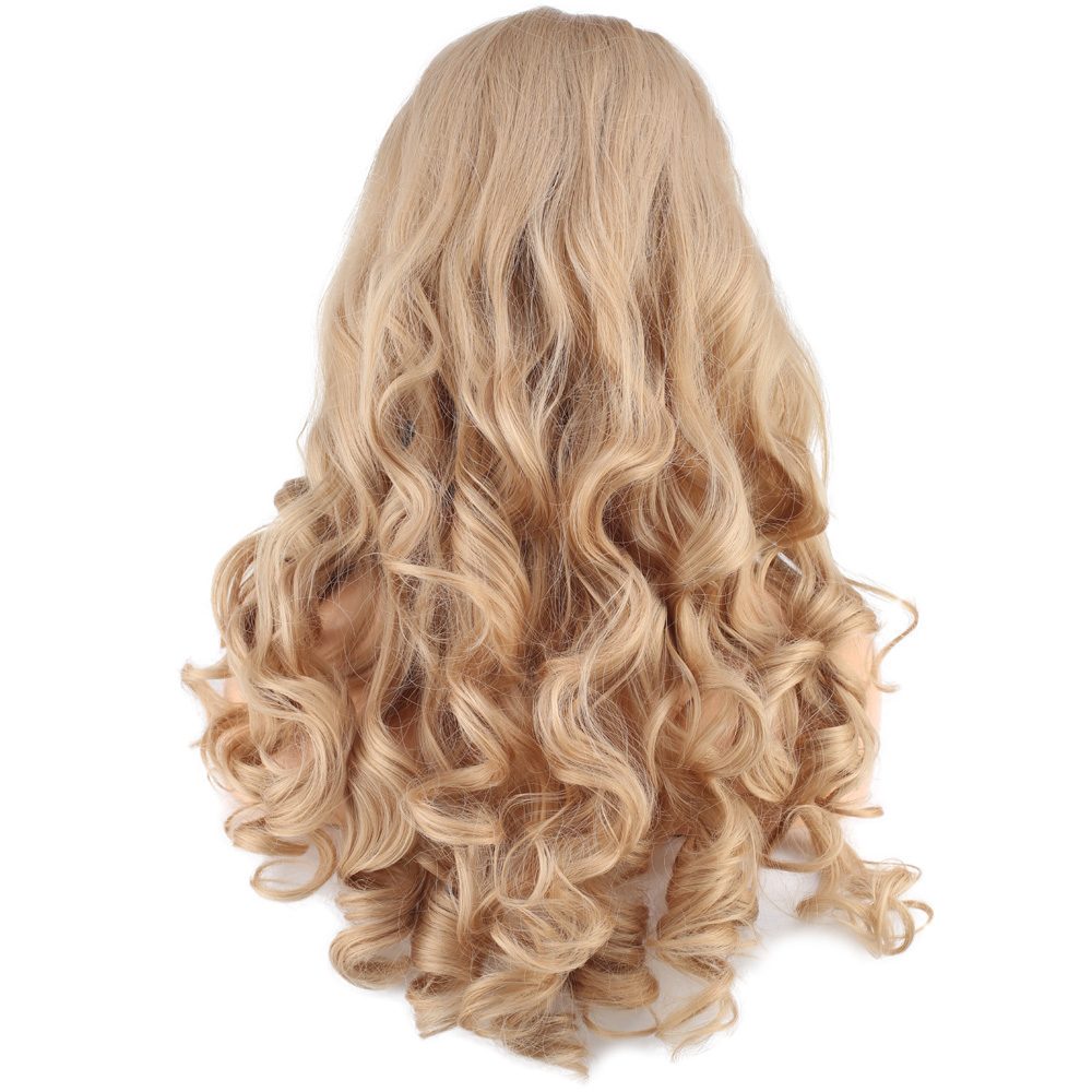 Long Kanekalon Fiber Synthetic Wig with Wavy Custom Bangs / Pumpkin