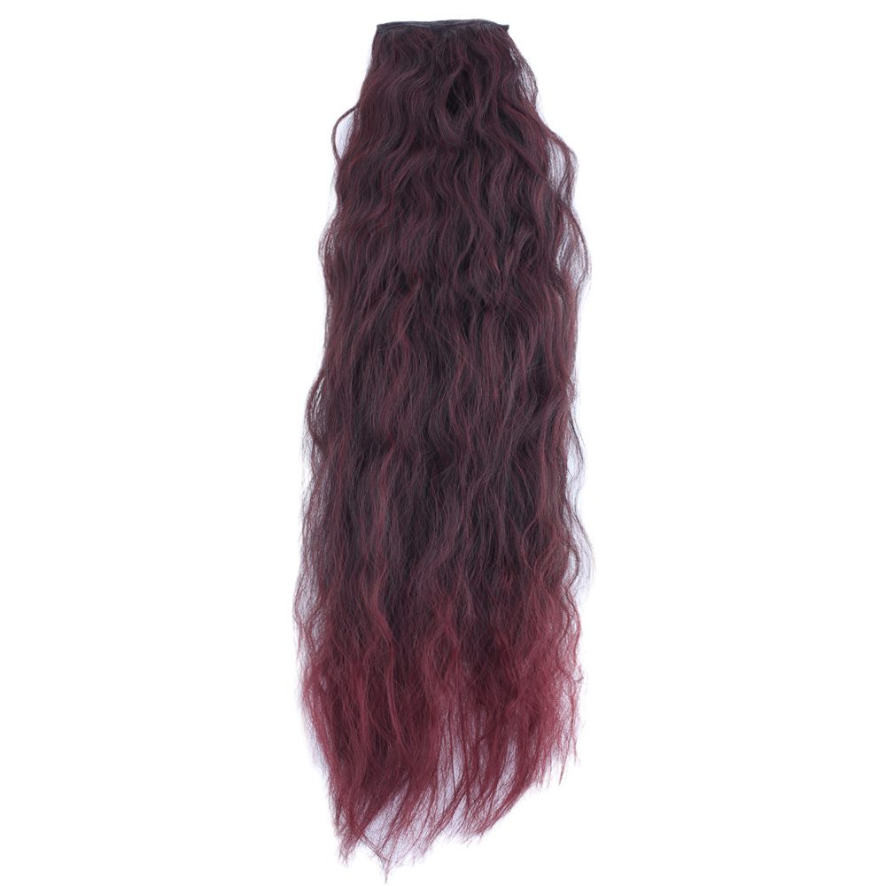 Kanekalon Fiber Synthetic Embossed Wavy 8 Piece Hair Snaps / Dark Red