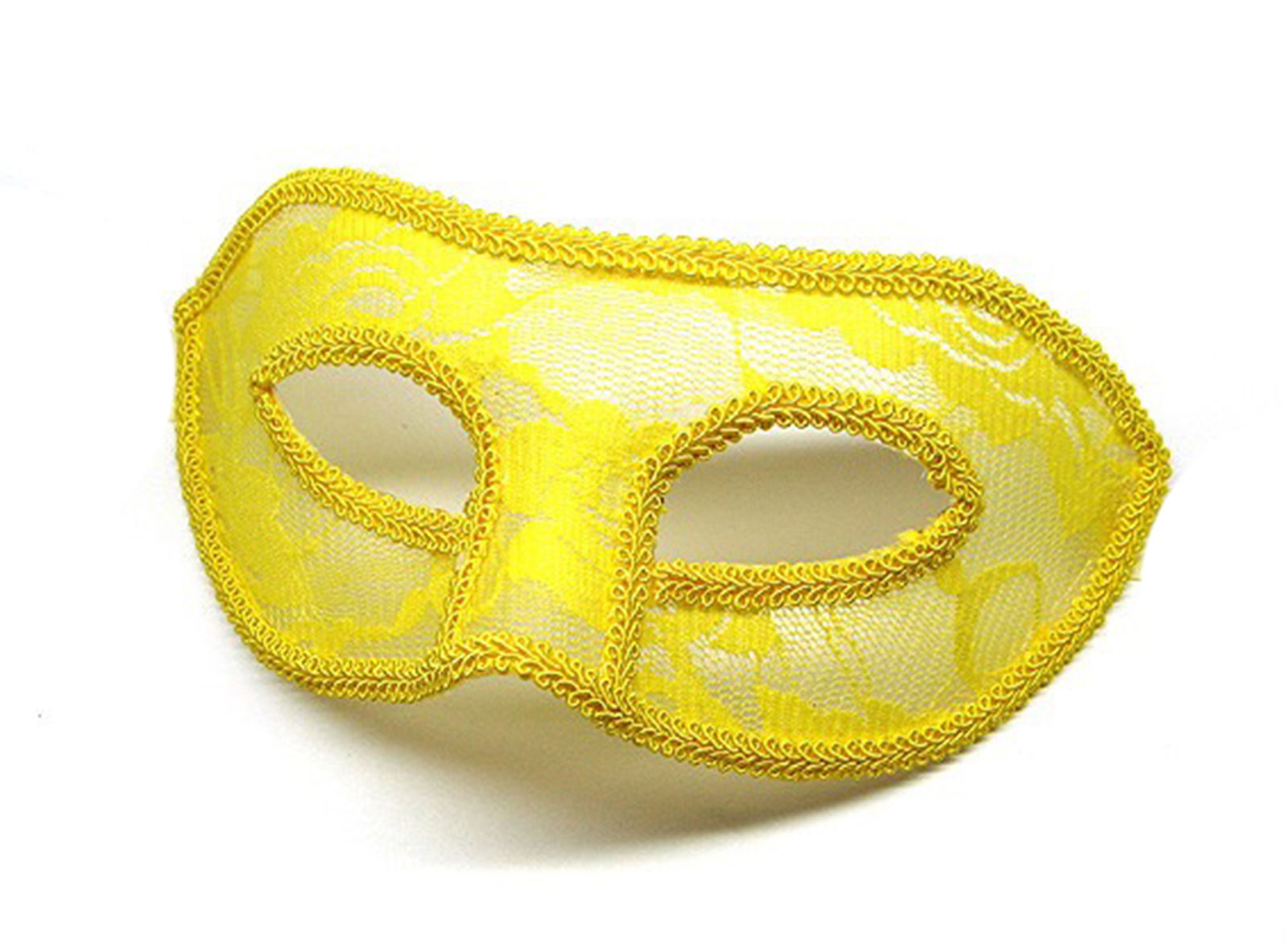 Yellow Color Prom Party Mask Venice Made of Lace Tulle Material