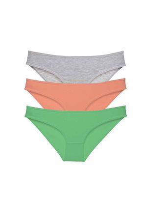 3pcs Super Eco Set Lycra Women Slip Panties Gray Powder Green