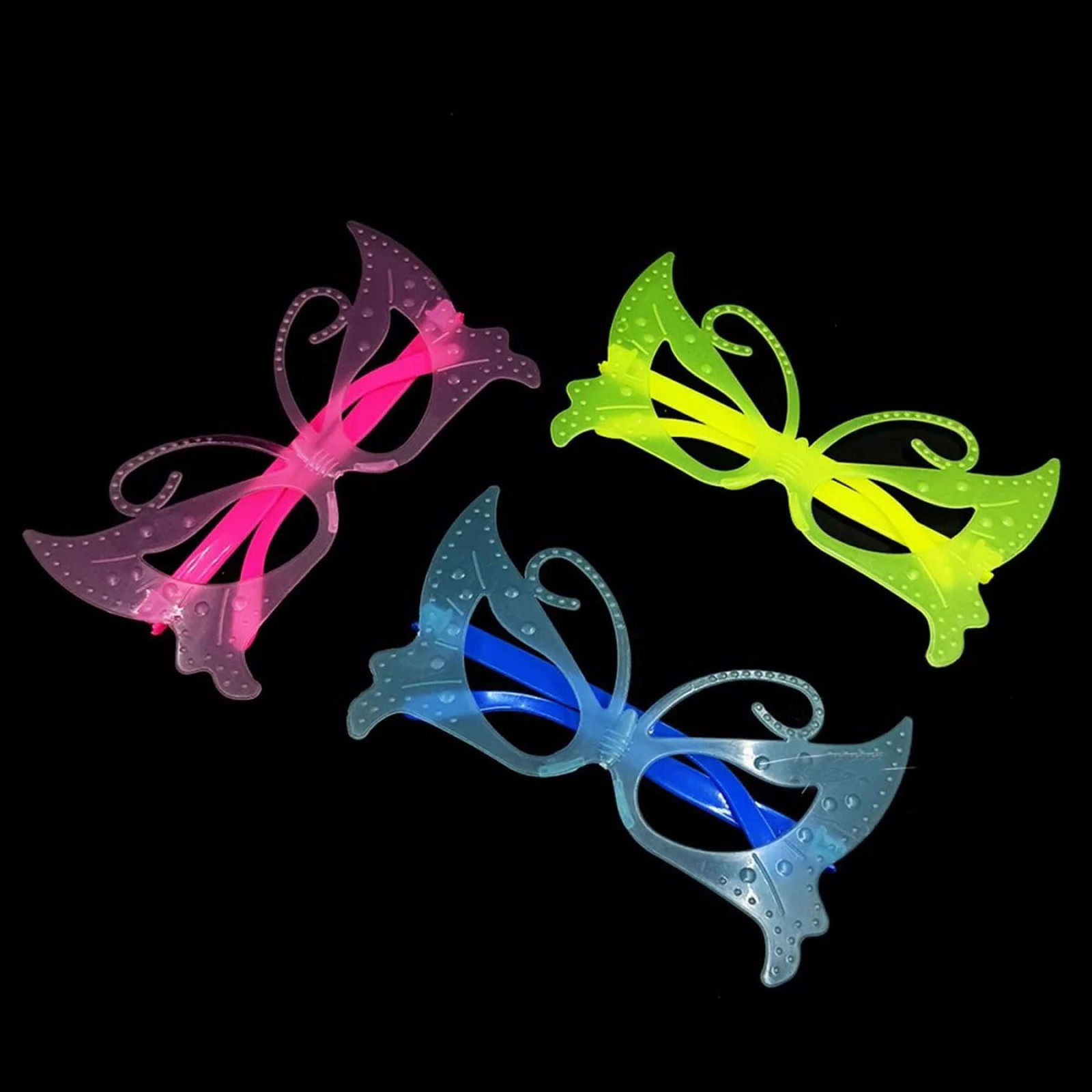 Phosphorescent Butterfly Model Glow Party Glasses Glow In The Dark Glasses 12Pcs