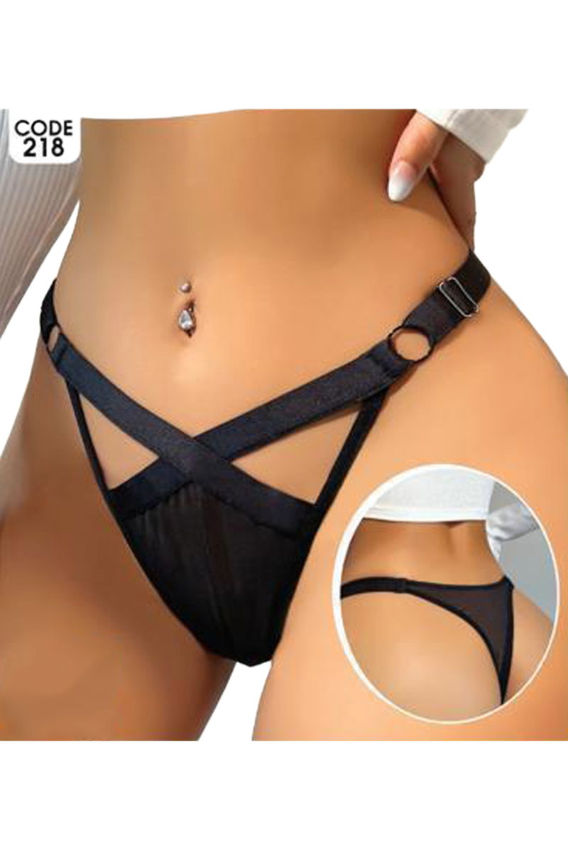 Women's Fancy Lingerie Thong Panties Perfect Fall D218 Black