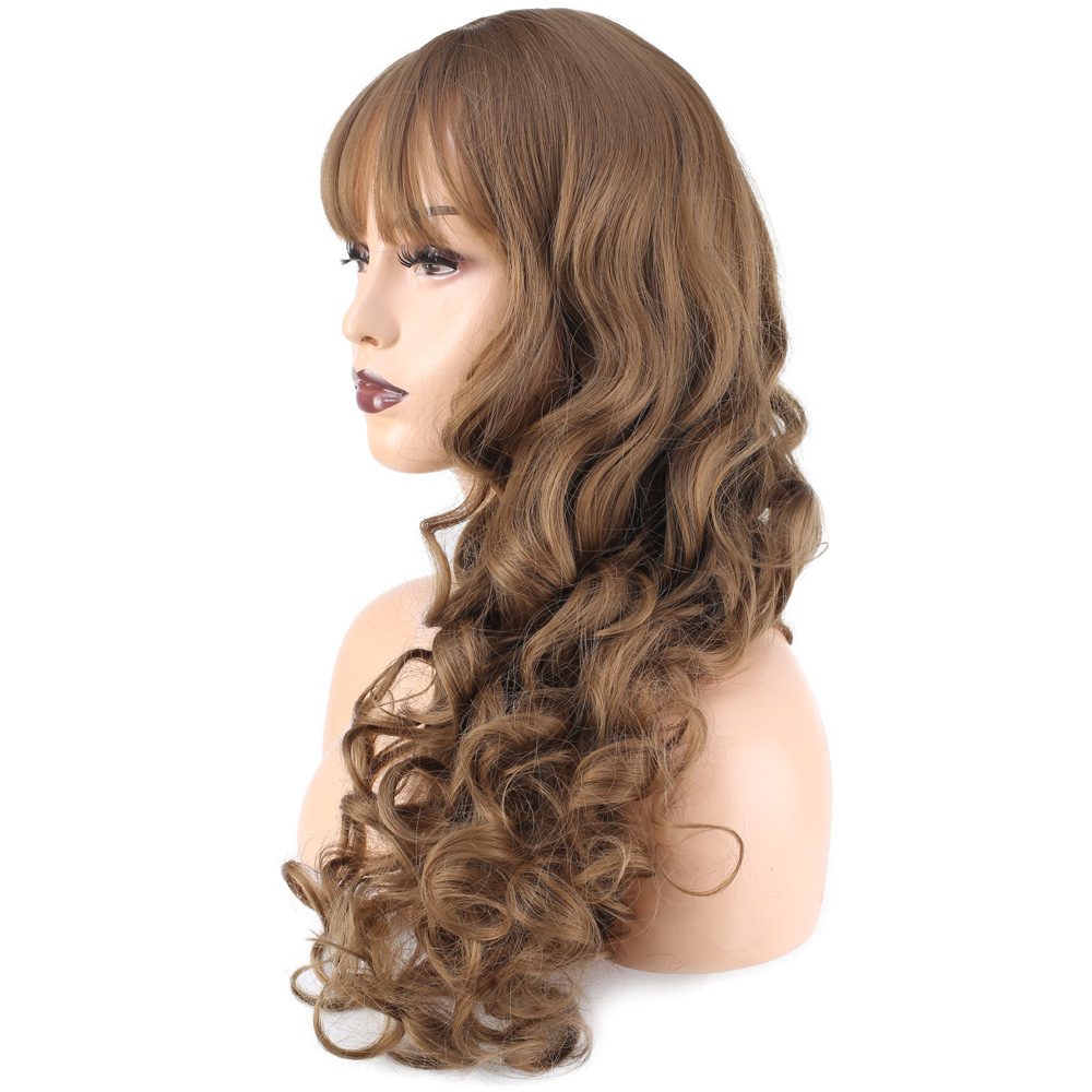 Long Kanekalon Fiber Synthetic Wig with Wavy Custom Bangs / Baby Sandal