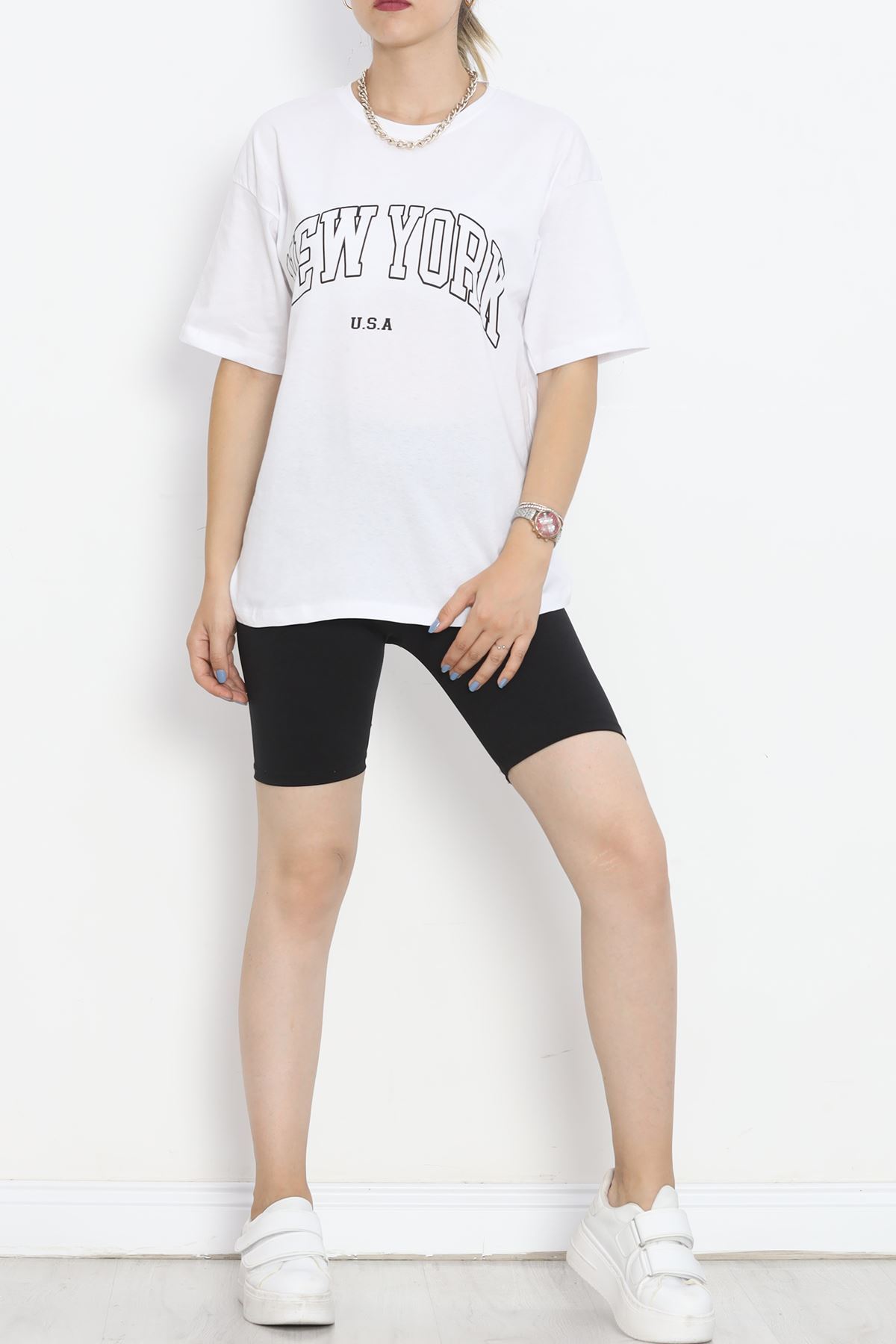 Printed Crew Neck T-Shirt White