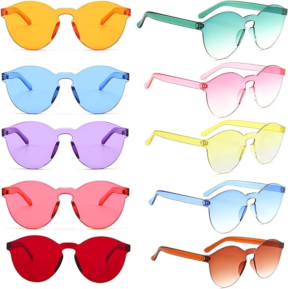 Oval Shaped Rimless Party Glasses 6 Colors 6 Pcs