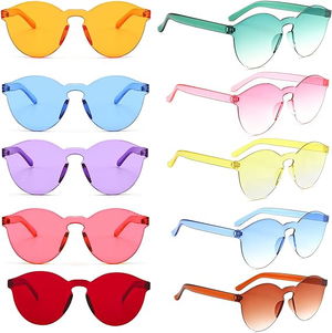 Oval Shaped Rimless Party Glasses 6 Colors 6 Pcs