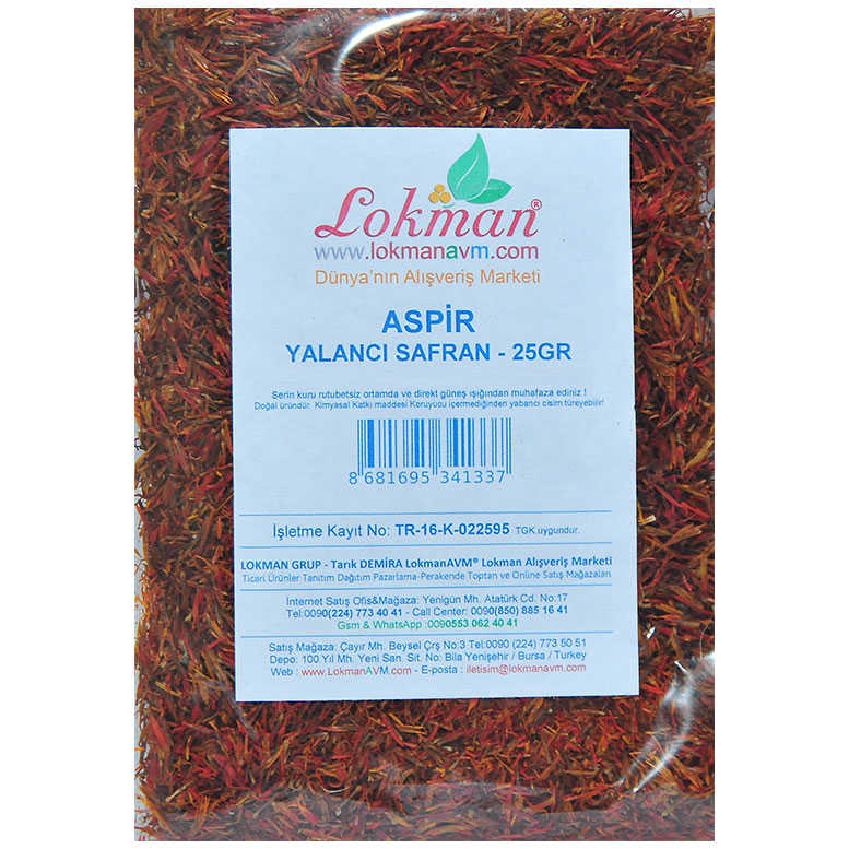 Safflower Herb False Saffron Asfor Natural 25 Gr Package