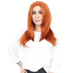 Kanekalon Fiber Synthetic Medium Straight Wig without bangs / Copper