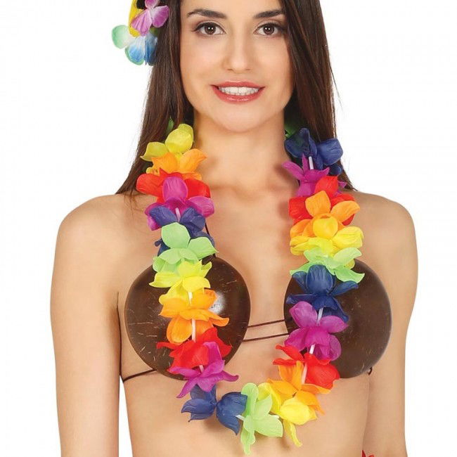 Colorful Hawaiian Neck Wreath Hawaiian Party Necklace 1 Piece